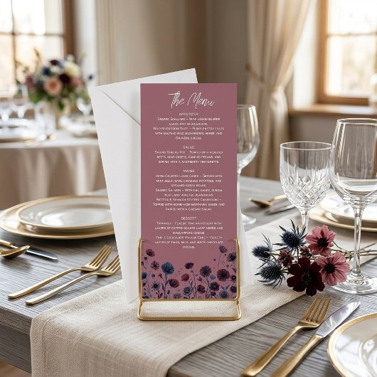Menu Fleurs Mauves et Bleues Capricieuses