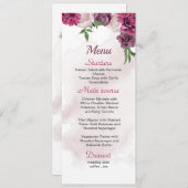 Menu fleurs mauves roses verdure mariage (Devant / Derrière)