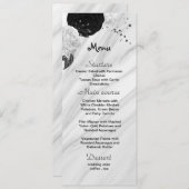 Menu fleurs noires et blanches belle mariage (Devant / Derrière)