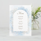 Menu fleurs pastel bleu blanc (Debout devant)