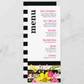 Menu Fleurs rayées noir et blanc (Devant / Derrière)