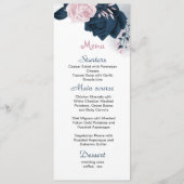 Menu fleurs rose et marine belle mariage (Devant)