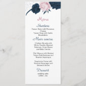 Menu fleurs rose et marine belle mariage (Devant)