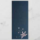 Menu fleurs rose et marine & mariage feuille (Dos)