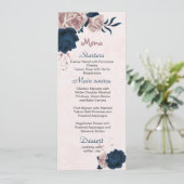 Menu fleurs rose et marine & mariage feuille (Debout devant)