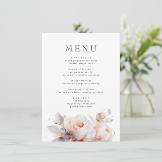 Menu Fleurs roses Boho d'été Mariage botanique (Debout devant)