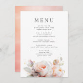 Menu Fleurs roses Boho d'été Mariage botanique (Devant / Derrière)