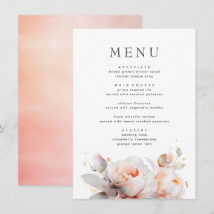 Menu Fleurs roses Boho d'été Mariage botanique