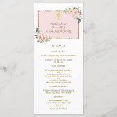 Menu Fleurs roses de luxe Gold First Holy Communion Men (Dos)