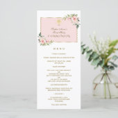 Menu Fleurs roses de luxe Gold First Holy Communion Men (Debout devant)