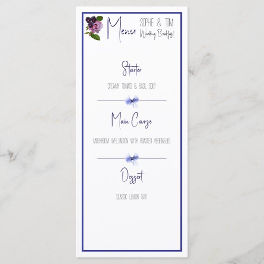 Menu Fleurs roses et violettes (Devant)