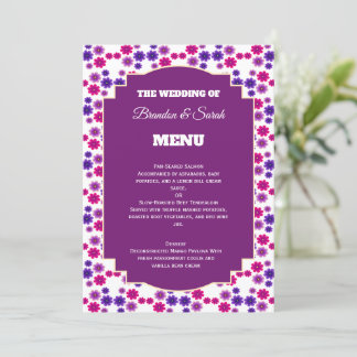 Menu Fleurs roses et violettes symétriques mini florale