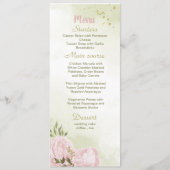 Menu fleurs roses verdure mariage (Devant)