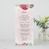 Menu fleurs roses vert feuille mariage botanique (Debout devant)
