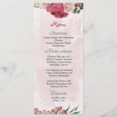 Menu fleurs roses vert feuille mariage botanique (Devant)
