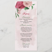 Menu fleurs roses vert feuille mariage botanique (Devant)