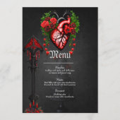 Menu Fleurs rouges du coeur gothique. (Devant)