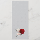 Menu fleurs rouges et blanches argent feuille mariage (Dos)