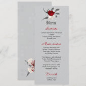 Menu fleurs rouges et blanches feuilles argentées maria (Devant / Derrière)