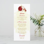 Menu fleurs rouges et blanches foncées or mariage botan (Debout devant)