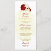 Menu fleurs rouges et blanches foncées or mariage botan (Devant)
