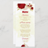 Menu fleurs rouges et blanches foncées or mariage botan (Devant / Derrière)