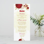 Menu fleurs rouges et blanches foncées or mariage botan (Debout devant)