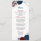 Menu fleurs rouges et marines belle mariage (Devant)