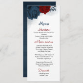 Menu fleurs rouges et marines belle mariage (Devant / Derrière)