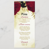 Menu fleurs rouges noires or feuille mariage (Devant)