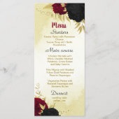 Menu fleurs rouges noires or feuille mariage (Devant)