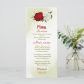 Menu fleurs rouges vert feuille mariage (Debout devant)