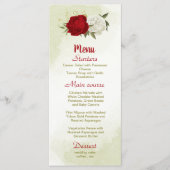 Menu fleurs rouges vert feuille mariage (Devant)