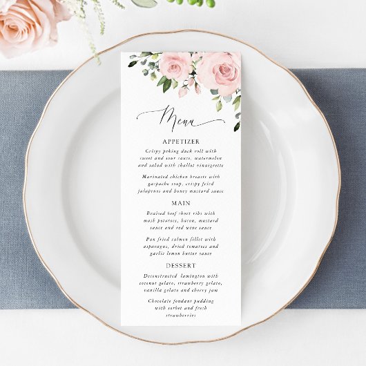 Menu Fleurs Rougissantes, Fleurs Roses, Feuillage, Mari