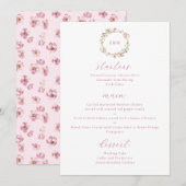 Menu Fleurs rustiques à l'aquarelle rose poudré (Devant / Derrière)