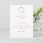 Menu Fleurs rustiques à l'aquarelle rose poudré (Debout devant)
