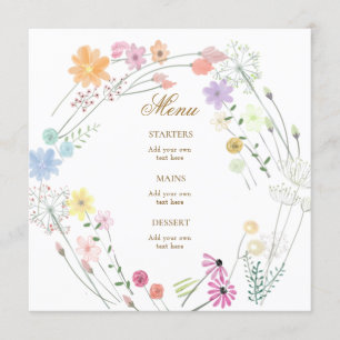 menu fleurs sauvages aquarelle