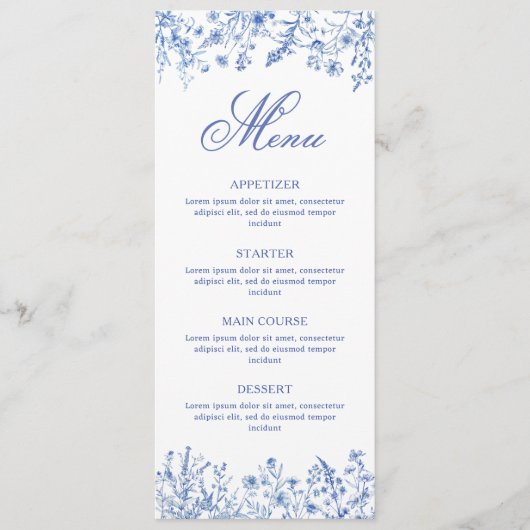 Menu Fleurs Sauvages Bleues (Devant)