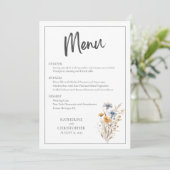 Menu Fleurs sauvages Bleus Moderne Élégant Mariage Flor (Debout devant)