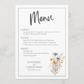 Menu Fleurs sauvages Bleus Moderne Élégant Mariage Flor (Devant)