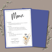 Menu Fleurs sauvages Bleus Moderne Élégant Mariage Flor