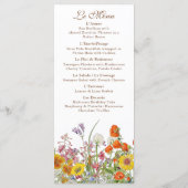 Menu Fleurs Sauvages Colorées 65e Anniversaire (Dos)