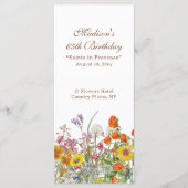 Menu Fleurs Sauvages Colorées 65e Anniversaire (Devant)