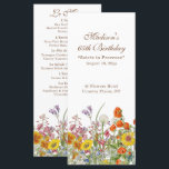 Menu Fleurs Sauvages Colorées 65e Anniversaire<br><div class="desc">Fleurs Sauvages Colorées 65e Anniversaire comporte de jolies fleurs champêtres orange,  jaune,  violet et rose sur fond blanc avec votre menu personnalisé ci-dessus. Personnalisez en modifiant le texte dans les zones de texte. Conçu pour vous par © Evco Studio www.zazzle.com/store/evcostudio</div>
