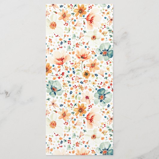 Menu Fleurs sauvages d'aquarelle Boho Mariage de automn (Dos)