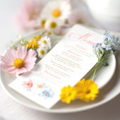 Menu Fleurs sauvages d'aquarelle Elegant Boho Mariage M