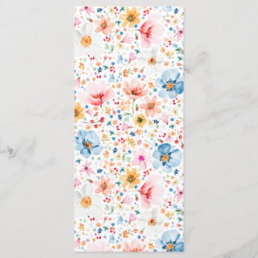 Menu Fleurs sauvages d'aquarelle Elegant Boho Mariage M (Dos)