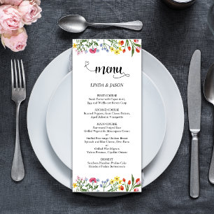 Menu Fleurs Sauvages Élégantes Lumineuses Colorées Mari