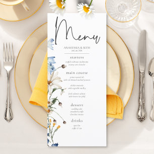 Menu Fleurs sauvages et marguerites bleues poussiéreuse