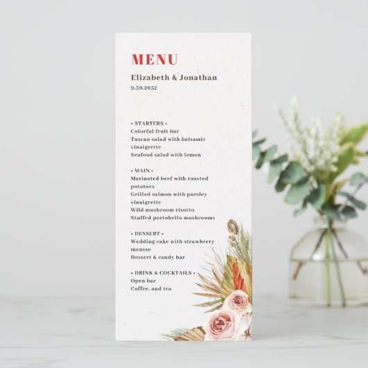 Menu Fleurs séchées désertiques romantique boho terraco (Debout devant)